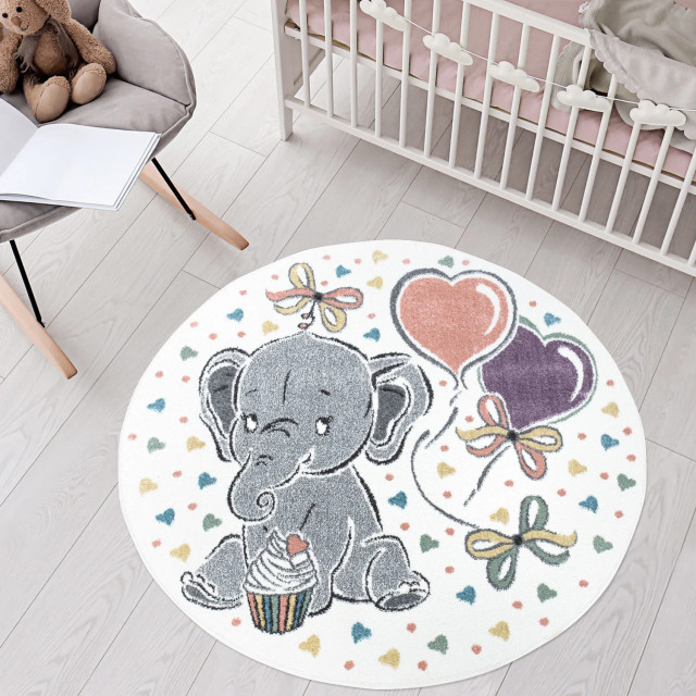 Muratap Vloerkleed baby olifant rond laagpolig anime kids 120 cm rond 2387949 large