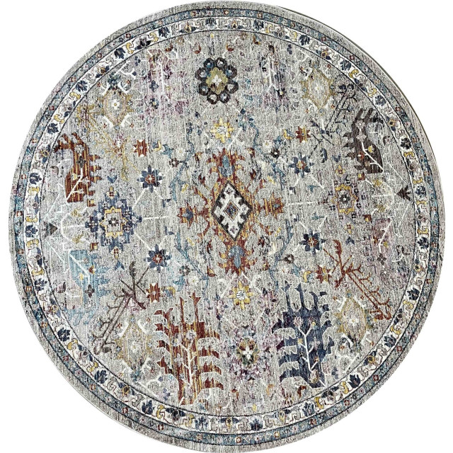 Muratap Picasso sarough rond vloerkleed vintage tapijt woonkamer multi / 133 cm rond 2825318 large