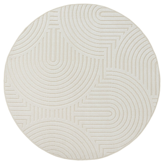 Muratap Berlin outdoor japandi rond - vloerkleed binnen en buiten laagpolig tapijt tuin- 150 cm rond 2925852 large