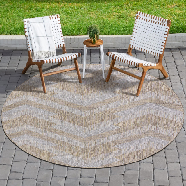 Muratap Uni binnen en buiten rond vloerkleed solid outdoor laagpolig tapijt 120 cm rond 2873363 large