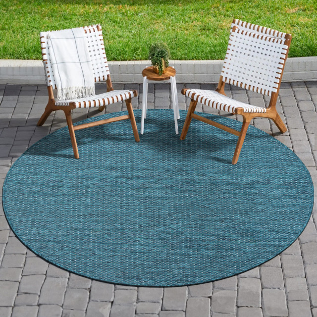 Muratap Uni binnen en buiten rond vloerkleed solid outdoor laagpolig tapijt 120 cm rond 2873390 large