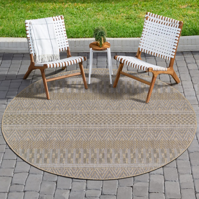 Muratap Uni binnen en buiten rond vloerkleed solid outdoor laagpolig tapijt 120 cm rond 2873381 large