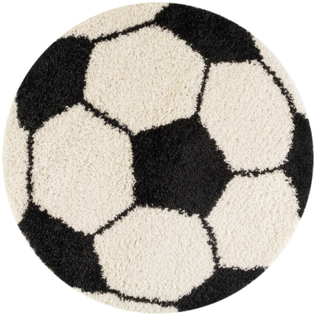 Muratap Fun voetbal kinderkamer rond vloerkleed hoogpolig wit- 100 cm rond 1282733 large
