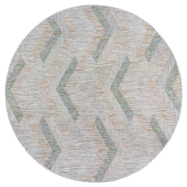 Muratap Uni binnen en buiten rond vloerkleed solid outdoor laagpolig tapijt beige- 120 cm rond 2873372 large