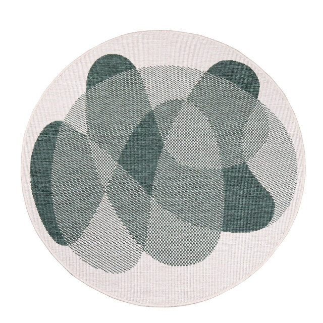 Muratap Outlet rond buitenkleed duo groen creme- 120 cm rond 3246036 large