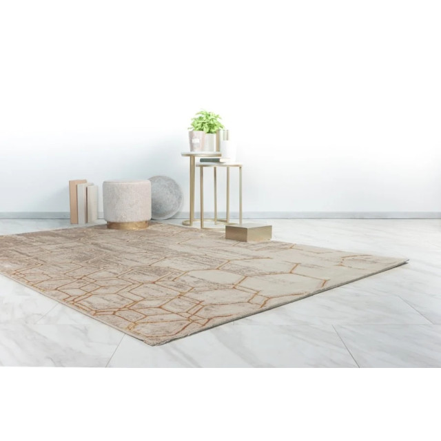 Muratap Fashion club laagpolig vloerkleed design tapijt goud- 80x300 cm 2816138 large