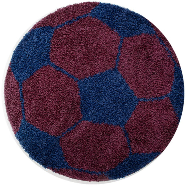 Muratap Fun voetbal kinderkamer rond vloerkleed hoogpolig paars- 100 cm rond 1282729 large