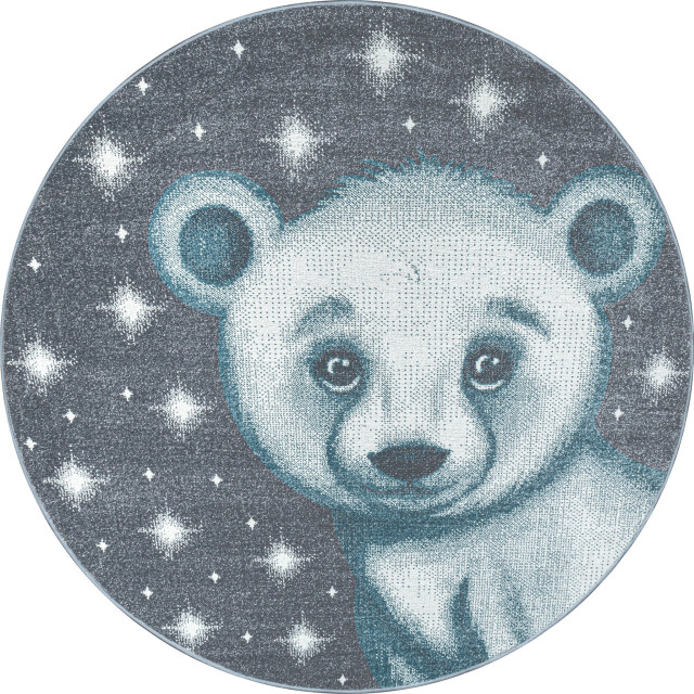 Muratap Bambi beer kinderkamer rond vloerkleed laagpolig grijs- 120 1283015 large