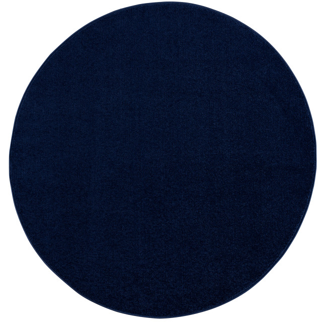 Muratap Uni rond effen laagpolig vloerkleed modern donker navy- 80 cm rond 2612330 large