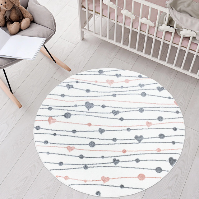 Muratap Vloerkleed hartjes rond laagpolig anime kids 120 cm rond 2387943 large