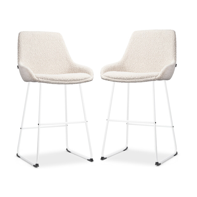 Nolon Nino-isa barkruk bouclé wit onderstel 65 cm set van 2 2831595 large