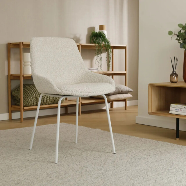 Nolon Nora-isa eetkamerstoel bouclé wit onderstel 2794755 large