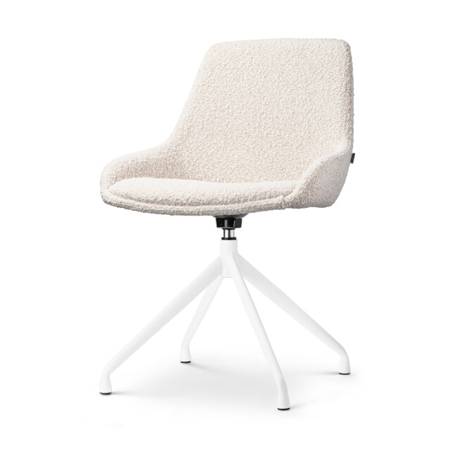 Nolon Nola-isa draaibare eetkamerstoel bouclé wit onderstel 2794743 large