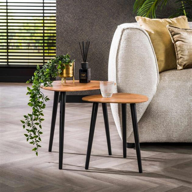Hoyz bijzettafel set-2 driehoek organisch massief acaciahout 2920320 large