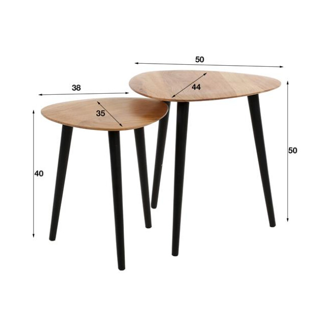 Hoyz bijzettafel set-2 driehoek organisch massief acaciahout 2920320 large