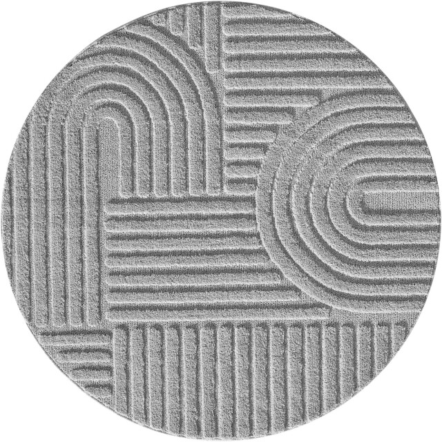 Muratap Japandi art rond vloerkleed boho scandinavisch laagpolig effen - 120 cm rond 2934529 large