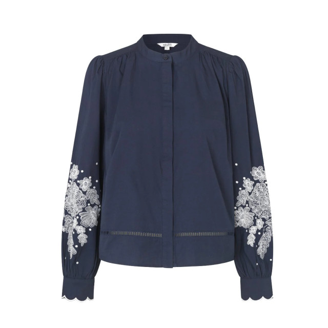 mbyM Donker blouse borduursels pauline Donkerblauwe blouse met bloemenborduursels Pauline  large