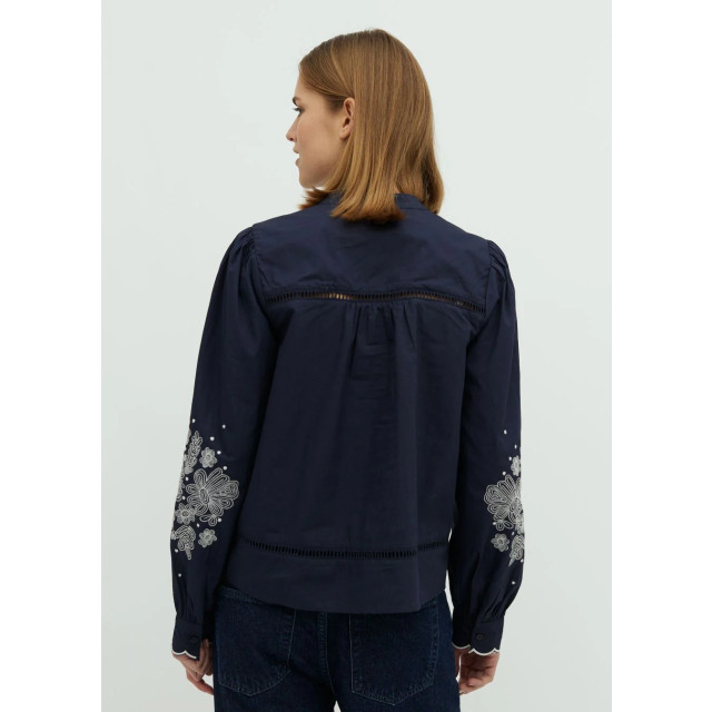 mbyM Donker blouse borduursels pauline Donkerblauwe blouse met bloemenborduursels Pauline  large