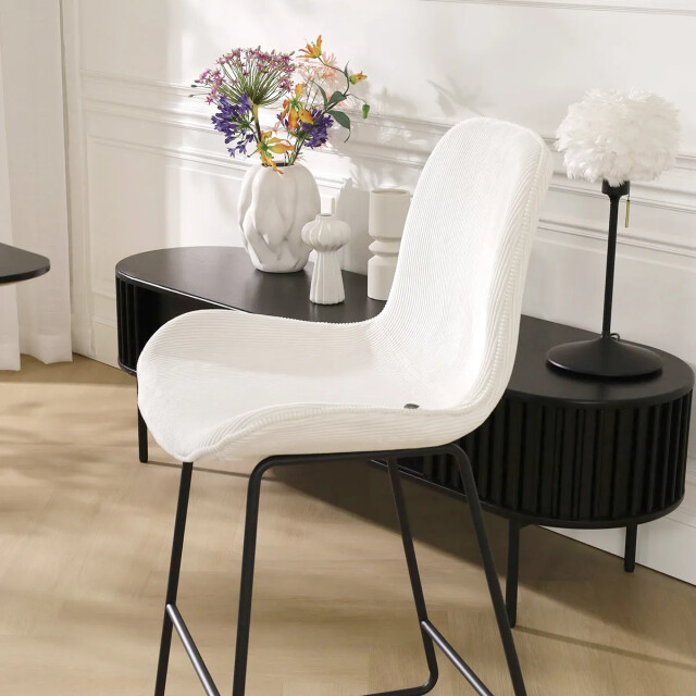 Nolon Nino-fé barkruk rib creme zwart onderstel 75 cm 2392629 large