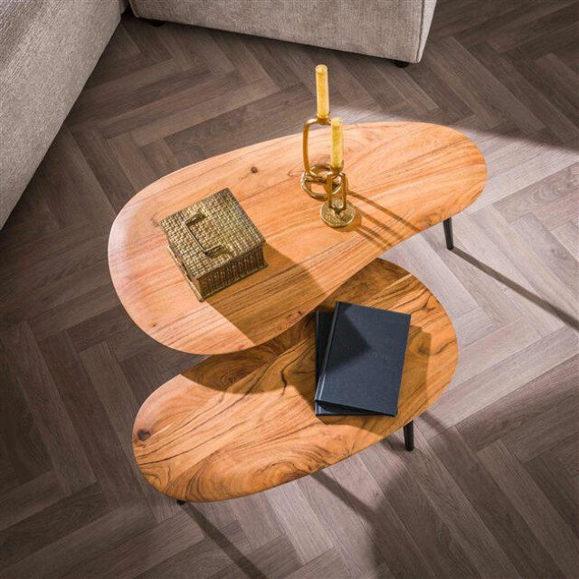Hoyz salontafel set-2 niervormig organisch massief acaciahout 2920322 large