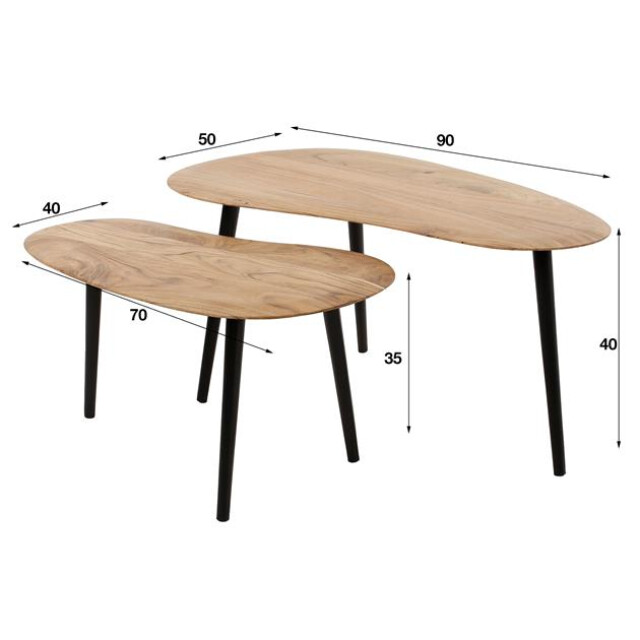 Hoyz salontafel set-2 niervormig organisch massief acaciahout 2920322 large