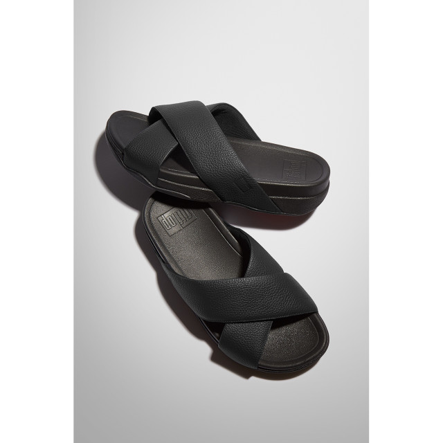 FitFlop Surfer mens tumbled-leather cross slides HA6 large