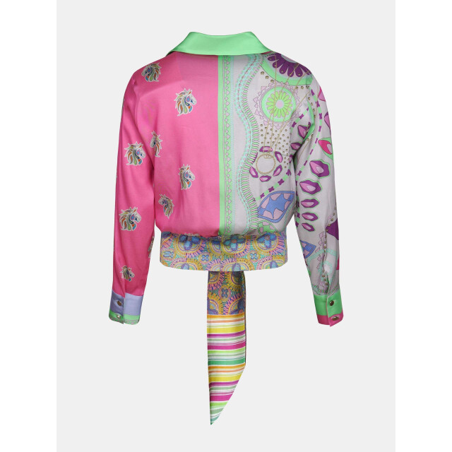Mucho Gusto Blouse antwerp roze met groen patchwork Blouse Antwerp Roze met Groen Patchwork large
