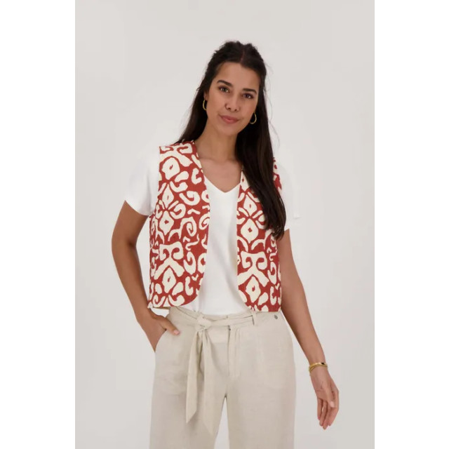 Zusss Gilet ornamentprint cacaobruin/zand 870847344021 large