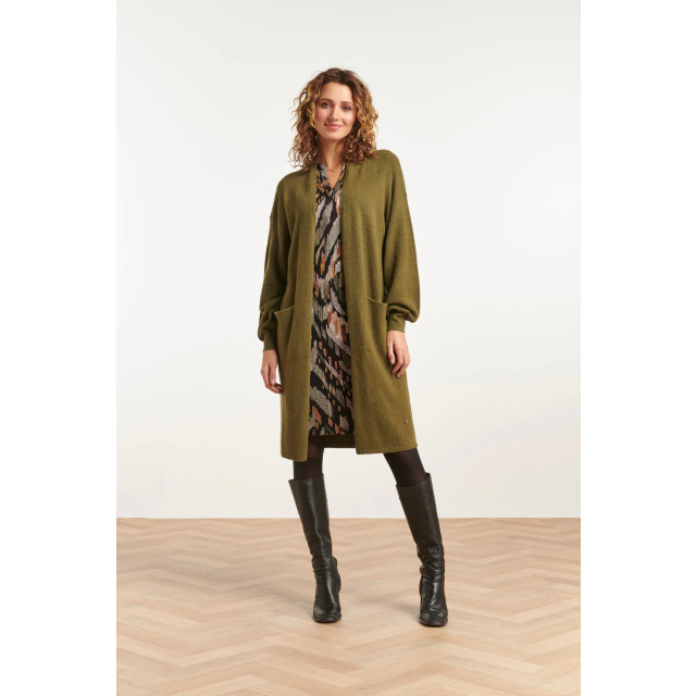 Smashed Lemon 23594 stijlvolle oversized cardigan in army green 23594-550-S large