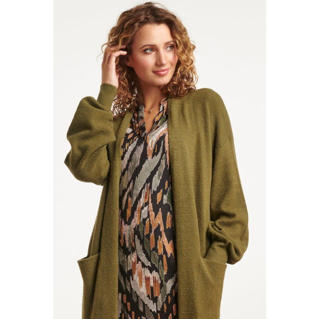 Smashed Lemon 23594 stijlvolle oversized cardigan in army green 23594-550-S large