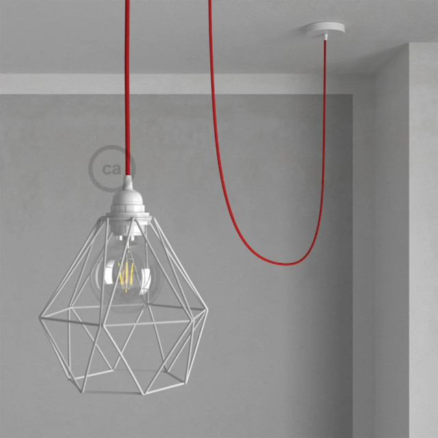 Creative Cables Hanglamp diamond cage te lampenkap rood koordset 2164917 large