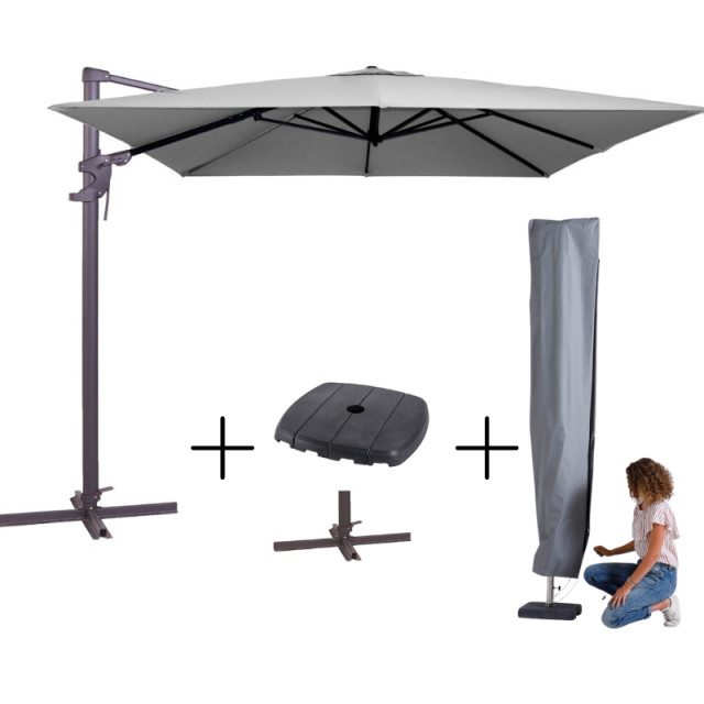 Madison Mega combi deal! parasol monaco flex iii light grey + voet + hoes 2936359 large