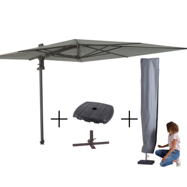 Madison Mega combi deal! parasol saint-tropez grey + voet + hoes 2936349 large