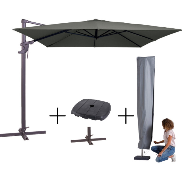 Madison Mega combi deal! parasol monaco flex iii grey + voet + hoes 2936353 large