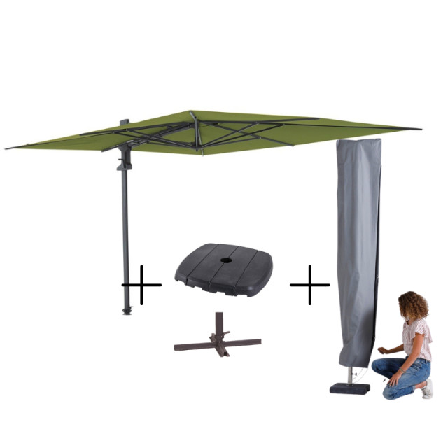 Madison Mega combi deal! parasol saint-tropez sage + voet + hoes 2936352 large