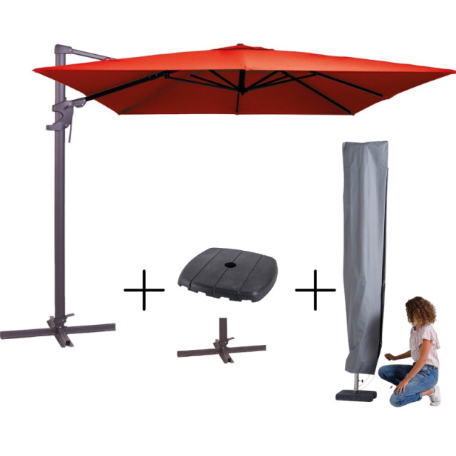 Madison Mega combi deal! parasol monaco flex iii brick red + voet + hoes 2936358 large