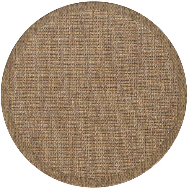 Muratap Solid binnen en buiten rond vloerkleed indoor & outdoor laagpolig effen beige- 160 cm rond 2934479 large