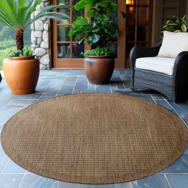 Muratap Solid binnen en buiten rond vloerkleed indoor & outdoor laagpolig effen beige- 160 cm rond 2934479 large