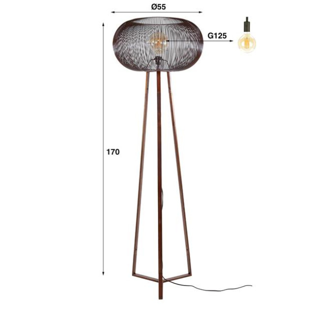 Hoyz vloerlamp 3-poot copper twist kleurig 2920335 large