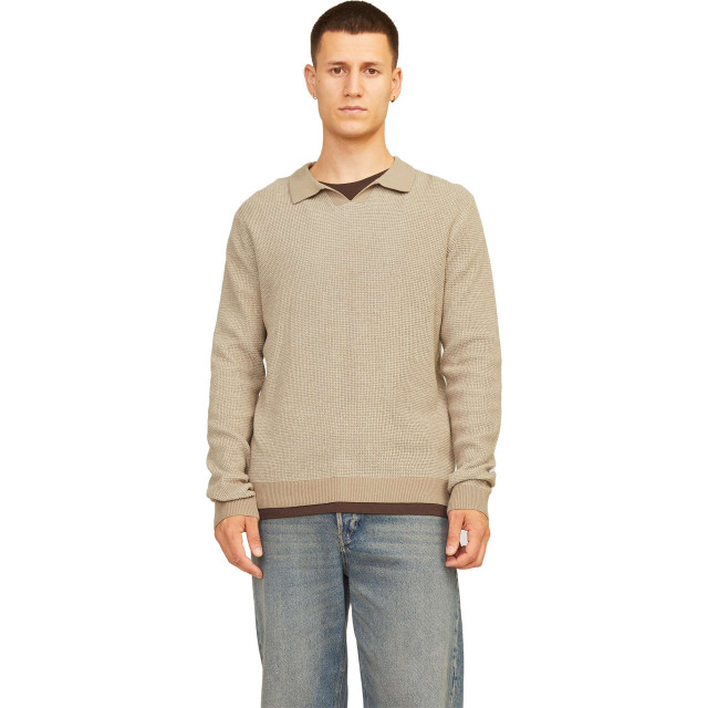 Jack & Jones Jprblabani knit split neck ls greige 12262553-176595 large