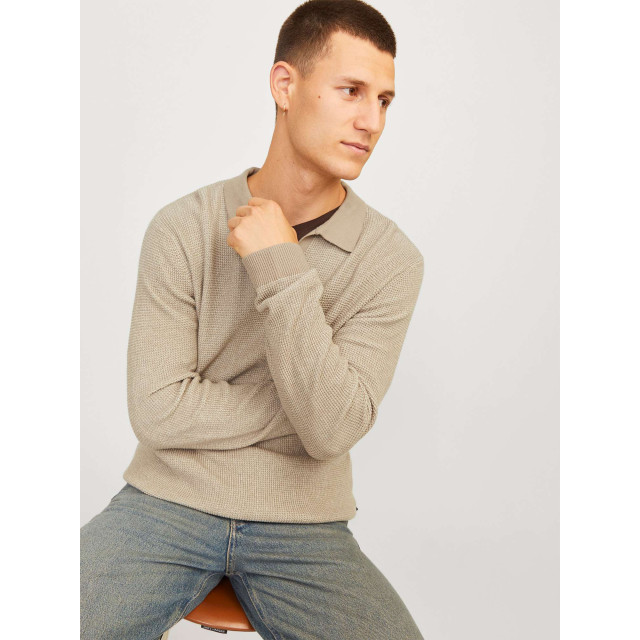 Jack & Jones Jprblabani knit split neck ls greige 12262553-176595 large