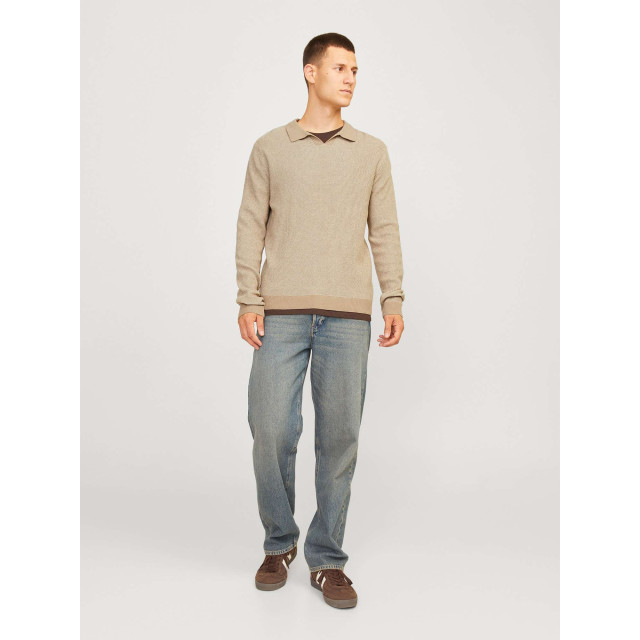 Jack & Jones Jprblabani knit split neck ls greige 12262553-176595 large