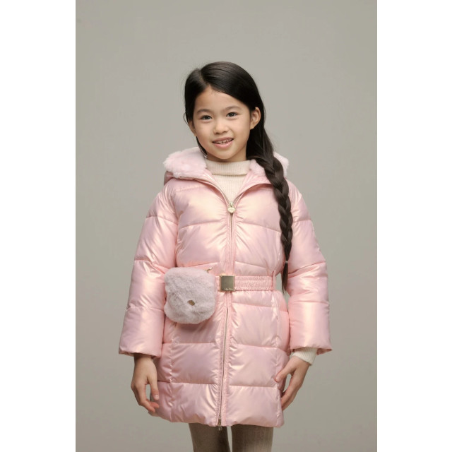 Le Chic Meisjes winterjas met riem en furry tas birdo cotton candy C407-5202-219 large