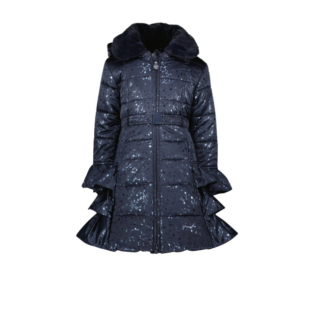 Le Chic Meisjes winterjas ruffel aop bouquet navy C407-5299-906 large