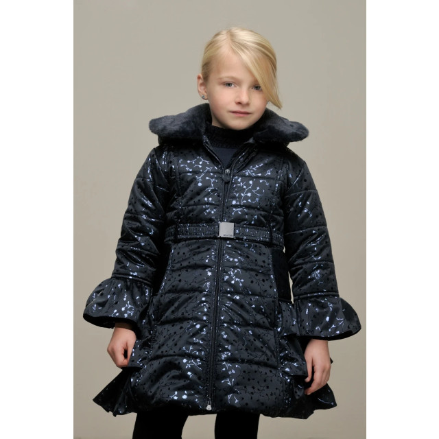 Le Chic Meisjes winterjas ruffel aop bouquet navy C407-5299-906 large