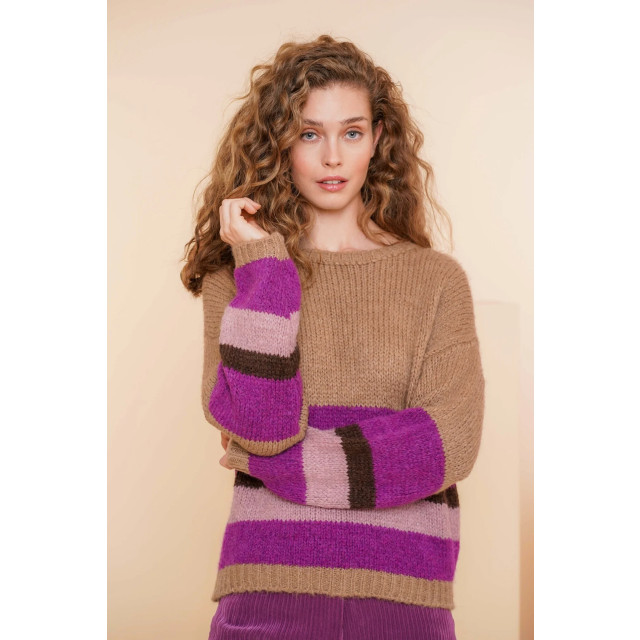 Geisha 44576-70 720 pullover stripe sand/purple/black 44576-70 720 large