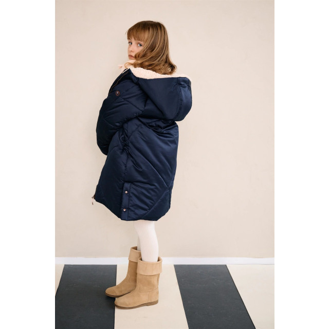 NoNo Meisjes winterjas lang met capuchon beetle navy N407-5206-110 large