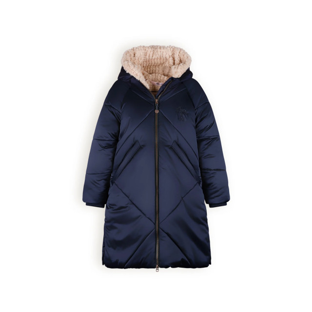 NoNo Meisjes winterjas lang met capuchon beetle navy N407-5206-110 large