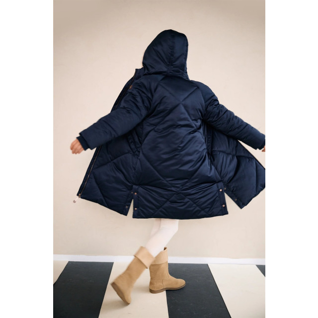 NoNo Meisjes winterjas lang met capuchon beetle navy N407-5206-110 large