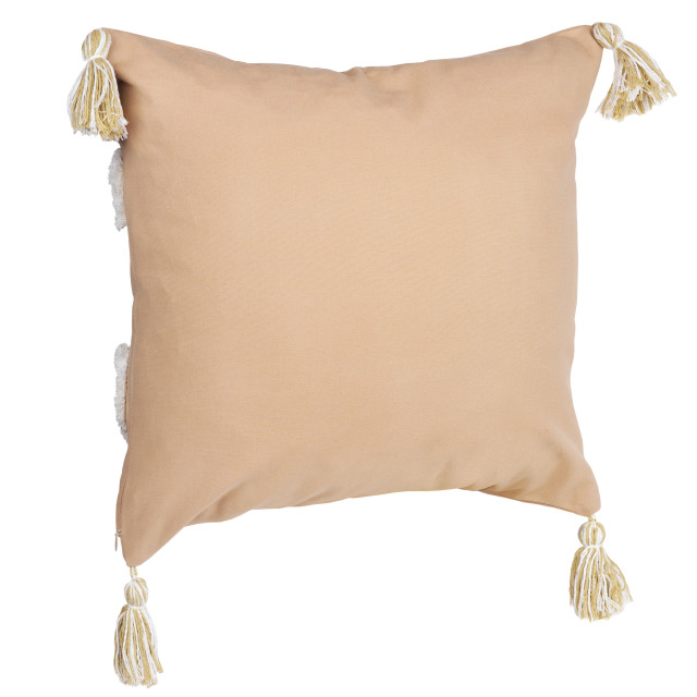 QUVIO Kussenhoes met ruit patroon en franjes, 45 x 45cm peach / beige 1524382 large